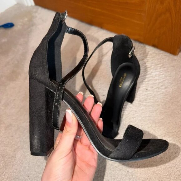 PrettyLittleThing Black Suede Heels - Picture 2 of 4